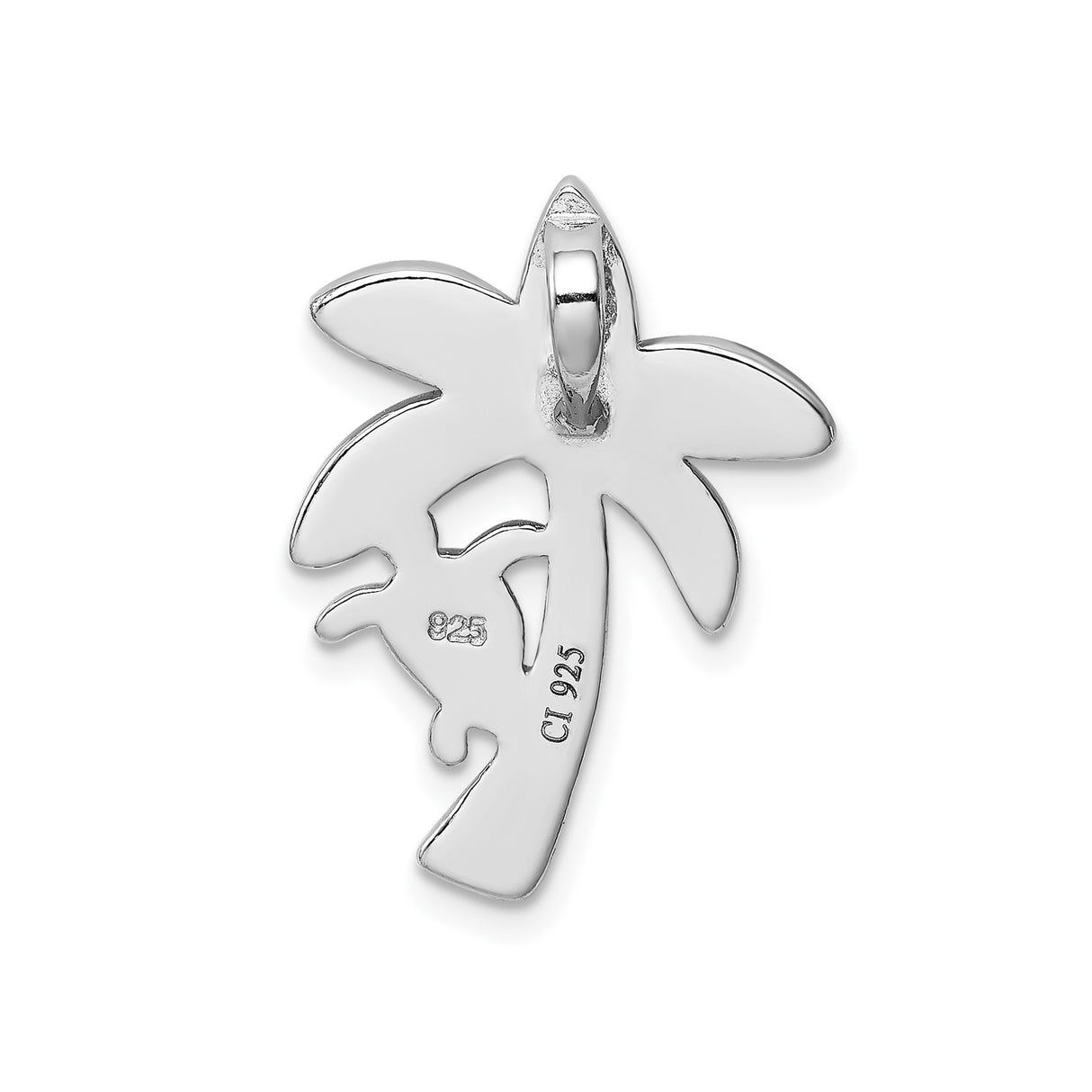 Sterling Silver Pendant with Lab Created Blue Opal, Palm Tree and Sea Turtle Design