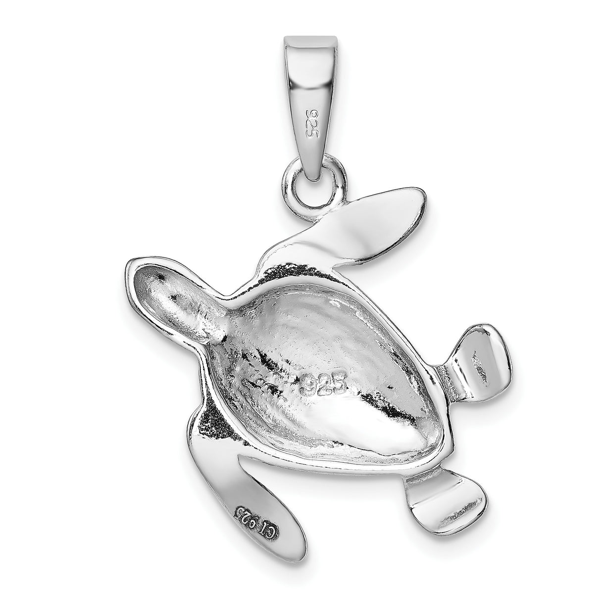 Sterling Silver Turtle Pendant with Lab Created Blue Opal Inlay, Nautical Ocean Theme