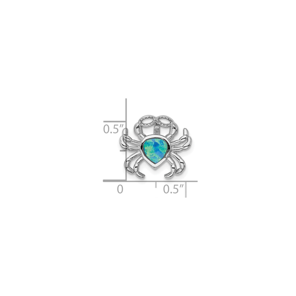 Sterling Silver Crab Pendant with Simulated Blue Opal Heart, Zodiac Cancer Charm Jewelry