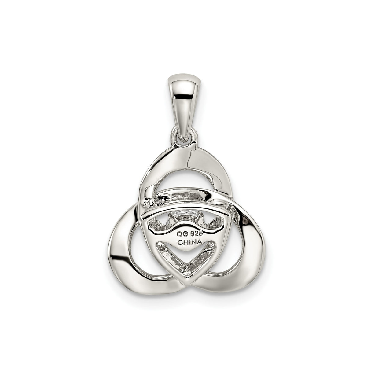 Sterling Silver Celtic Trinity Knot Pendant with Cubic Zirconia Center