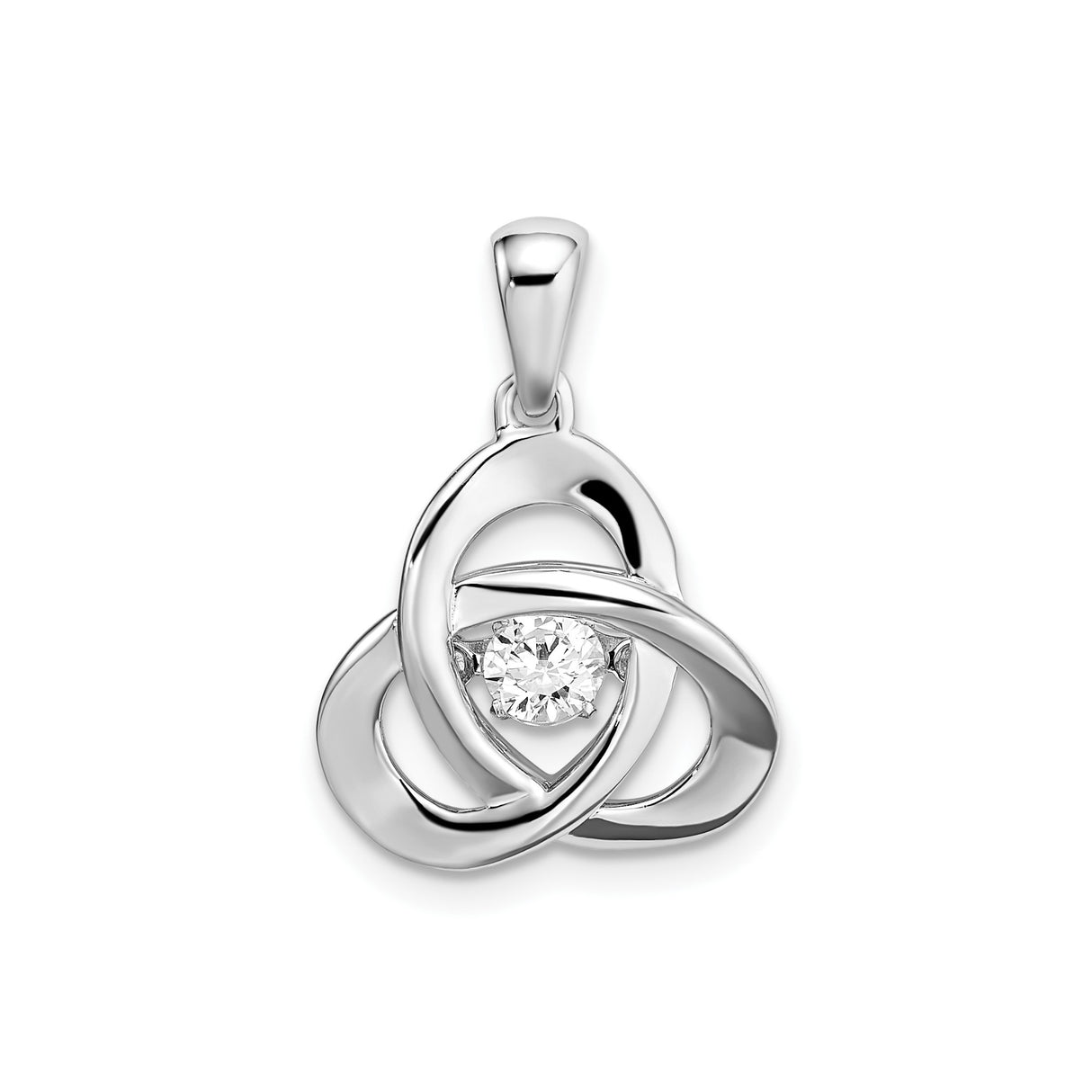Sterling Silver Celtic Trinity Knot Pendant with Cubic Zirconia Center