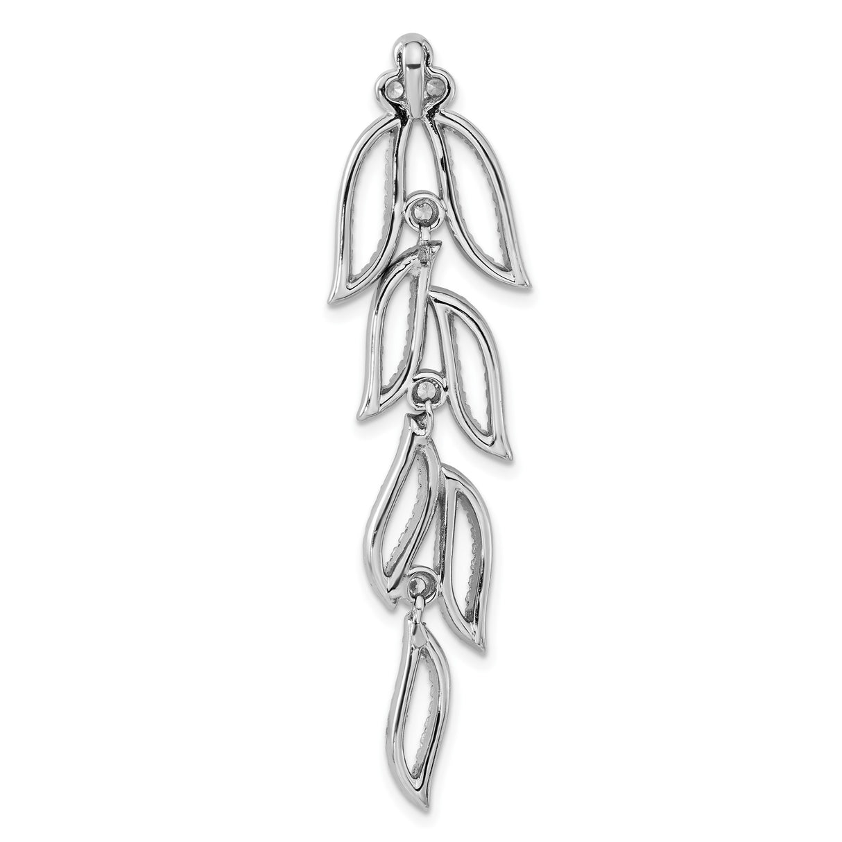 Sterling Silver Leaf Dangle Earrings with Cubic Zirconia, Nature-Inspired Drop Design