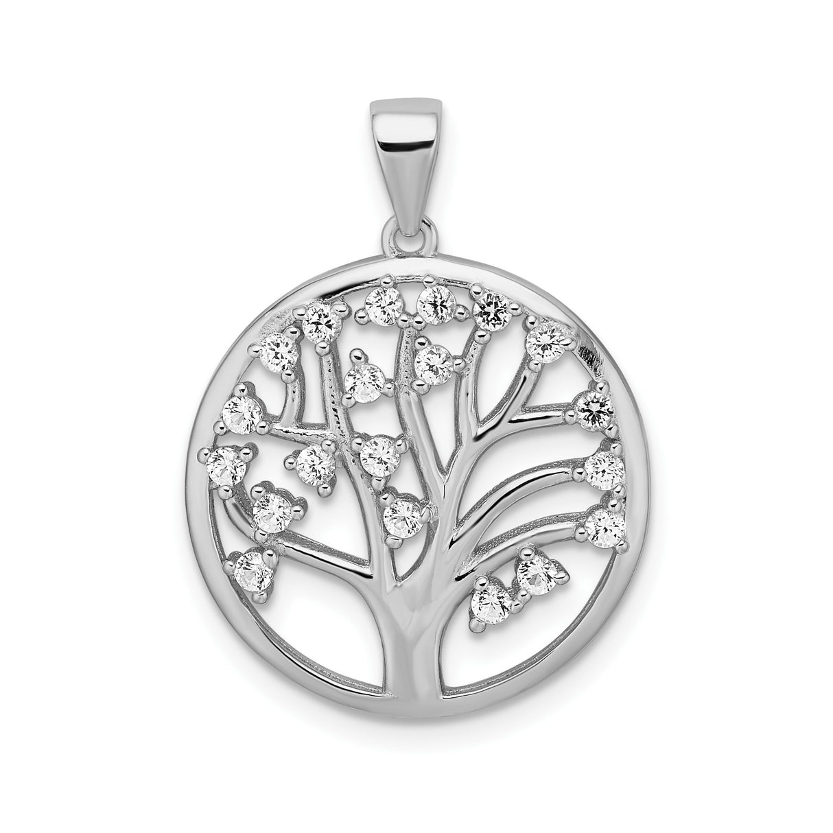 Sterling Silver Tree of Life Pendant with Lab Created Sapphire and Cubic Zirconia Accents
