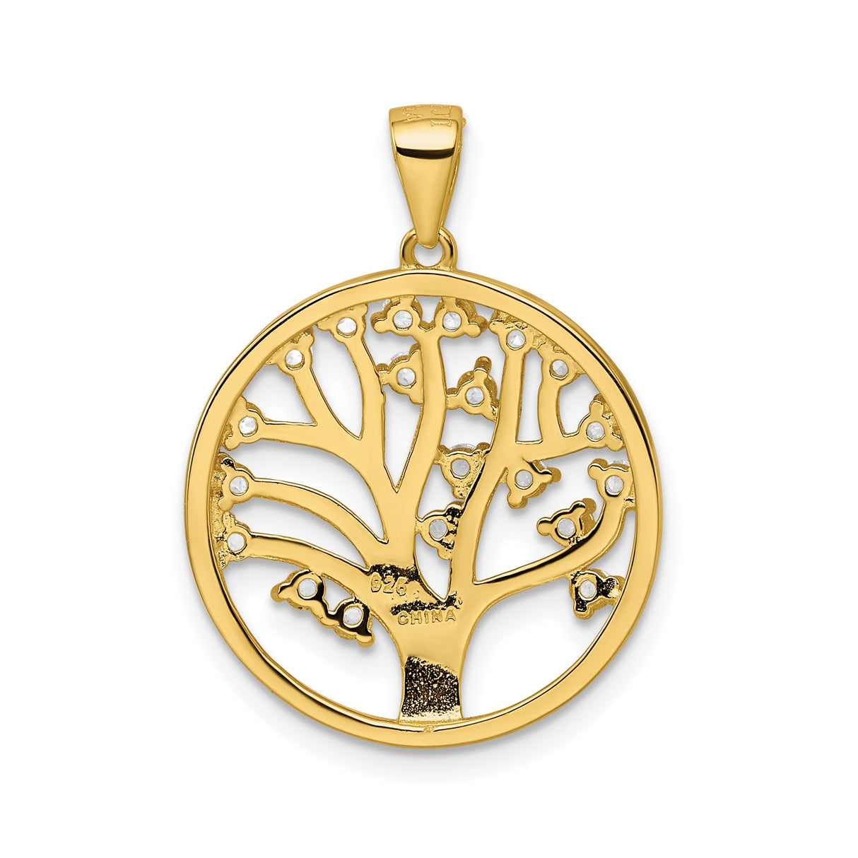 Sterling Silver Tree of Life Pendant with Lab Created Sapphire and Cubic Zirconia Accents