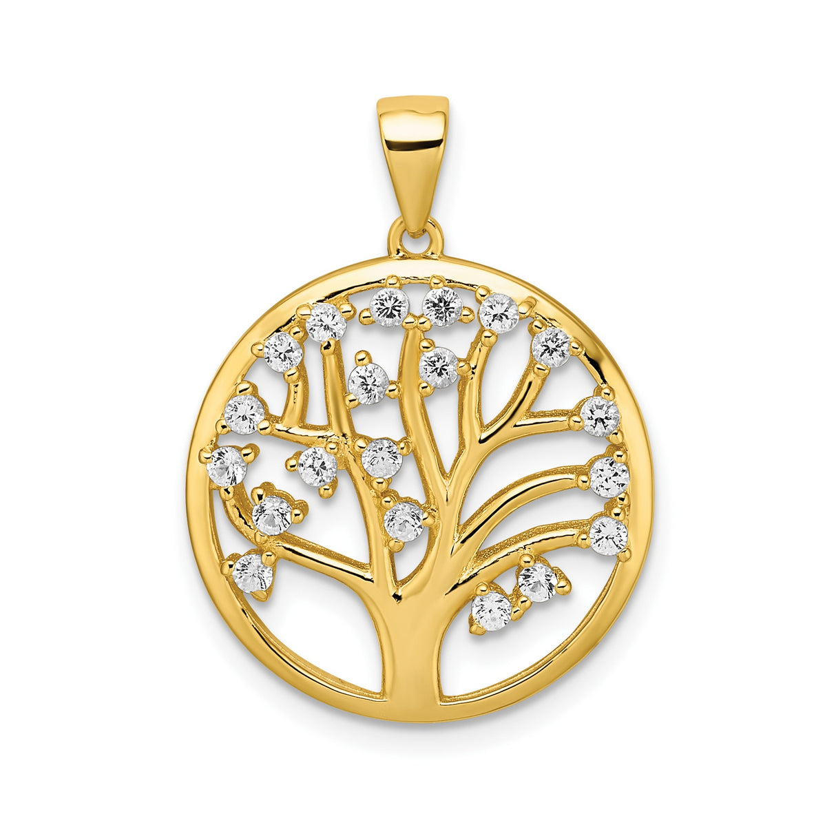 Sterling Silver Tree of Life Pendant with Lab Created Sapphire and Cubic Zirconia Accents
