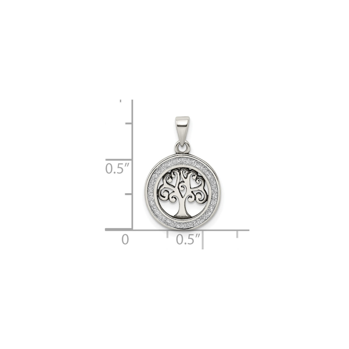 Sterling Silver Tree of Life Pendant with Intricate Swirl Design and Circular Border