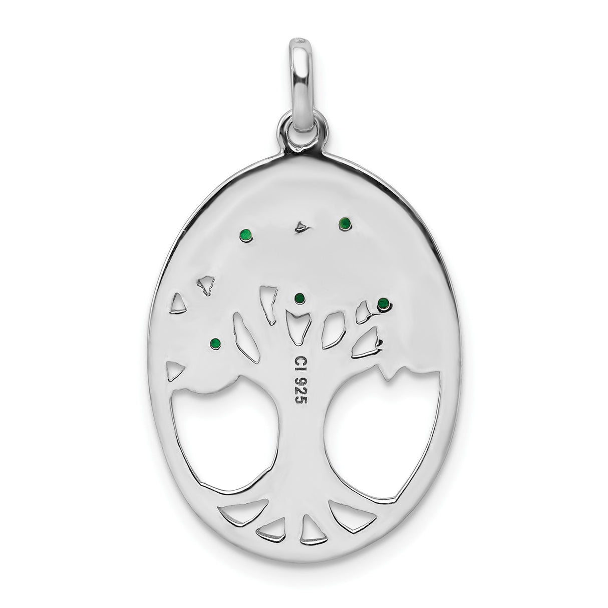 Sterling Silver Tree of Life Pendant with Green Glass Accents, Nature-Inspired Jewelry for Women