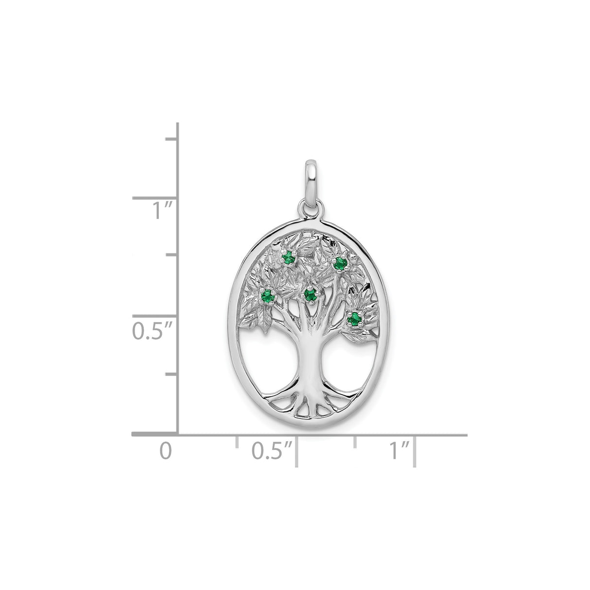 Sterling Silver Tree of Life Pendant with Green Glass Accents, Nature-Inspired Jewelry for Women