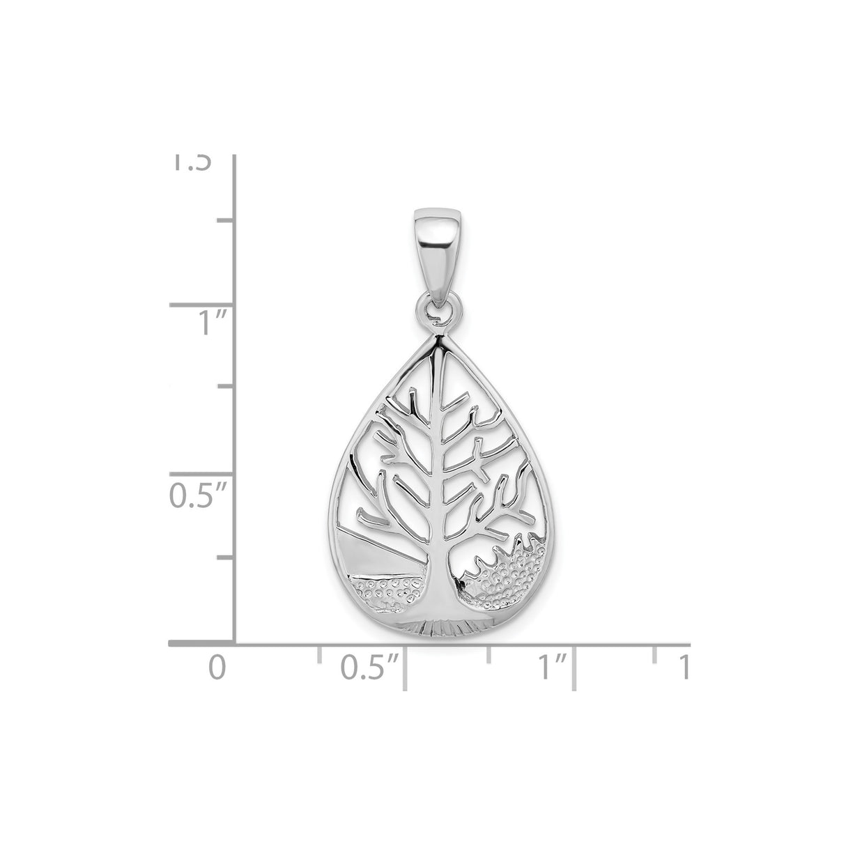 Sterling Silver Teardrop Tree Pendant with Cutout Tree of Life Design