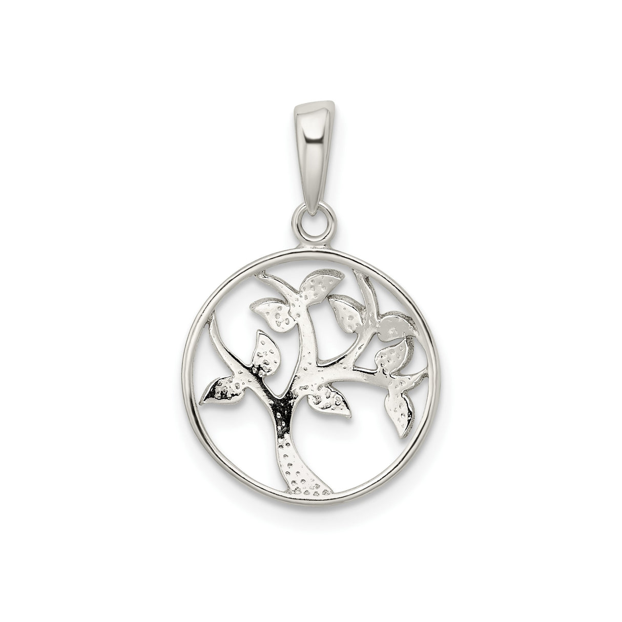 Sterling Silver Tree of Life Pendant, Openwork Circle Design, Symbolic Nature-Inspired Jewelry for Women