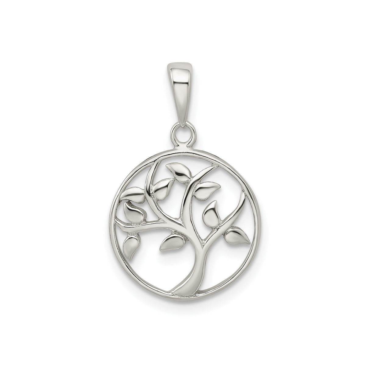 Sterling Silver Tree of Life Pendant, Openwork Circle Design, Symbolic Nature-Inspired Jewelry for Women