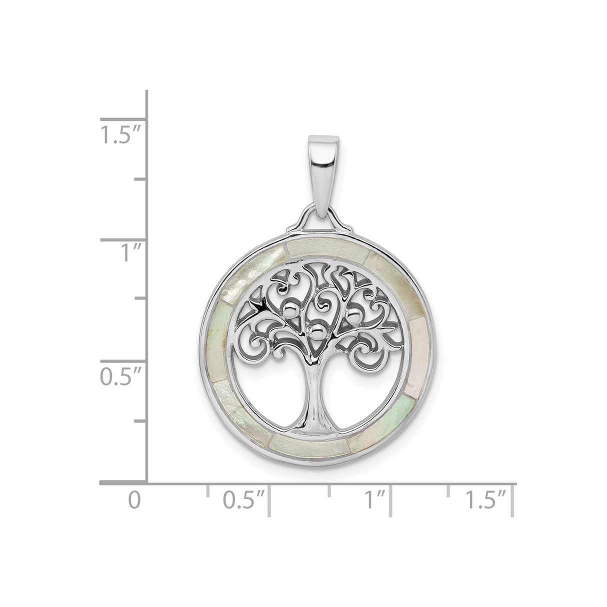 Sterling Silver Tree of Life Pendant with Mother of Pearl Inlay, Filigree Branches, Celtic Design