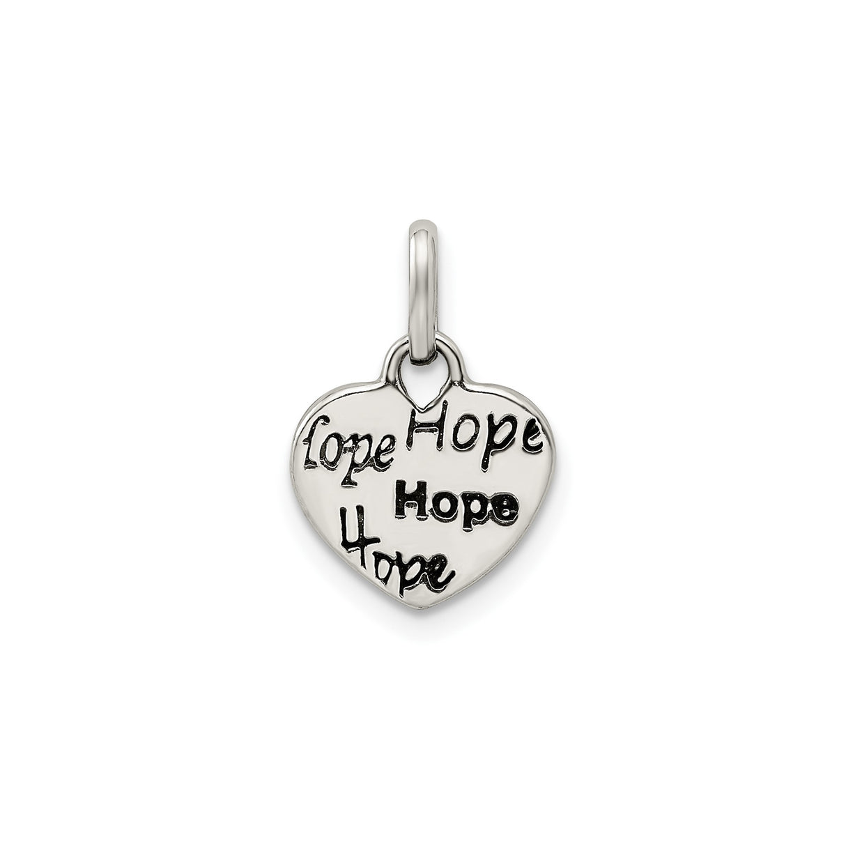 Sterling Silver Heart Pendant with Hope Script , Inspirational Jewelry for Women
