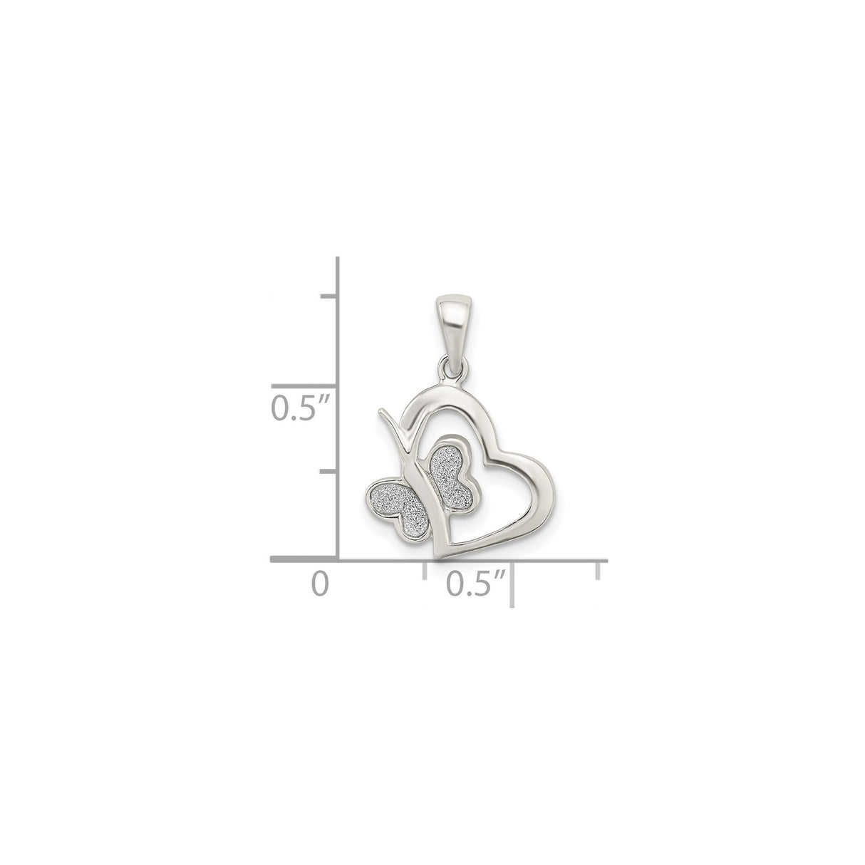 Sterling Silver Heart and Butterfly Pendant with Open Heart Design for Women