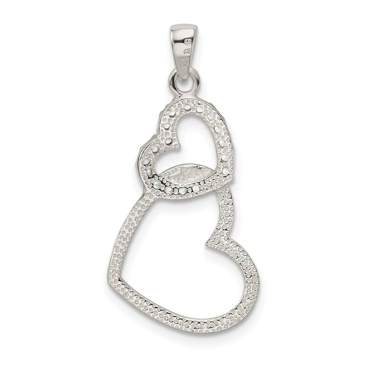 Sterling Silver Pendant with Interlocking Hearts and Cubic Zirconia Accents