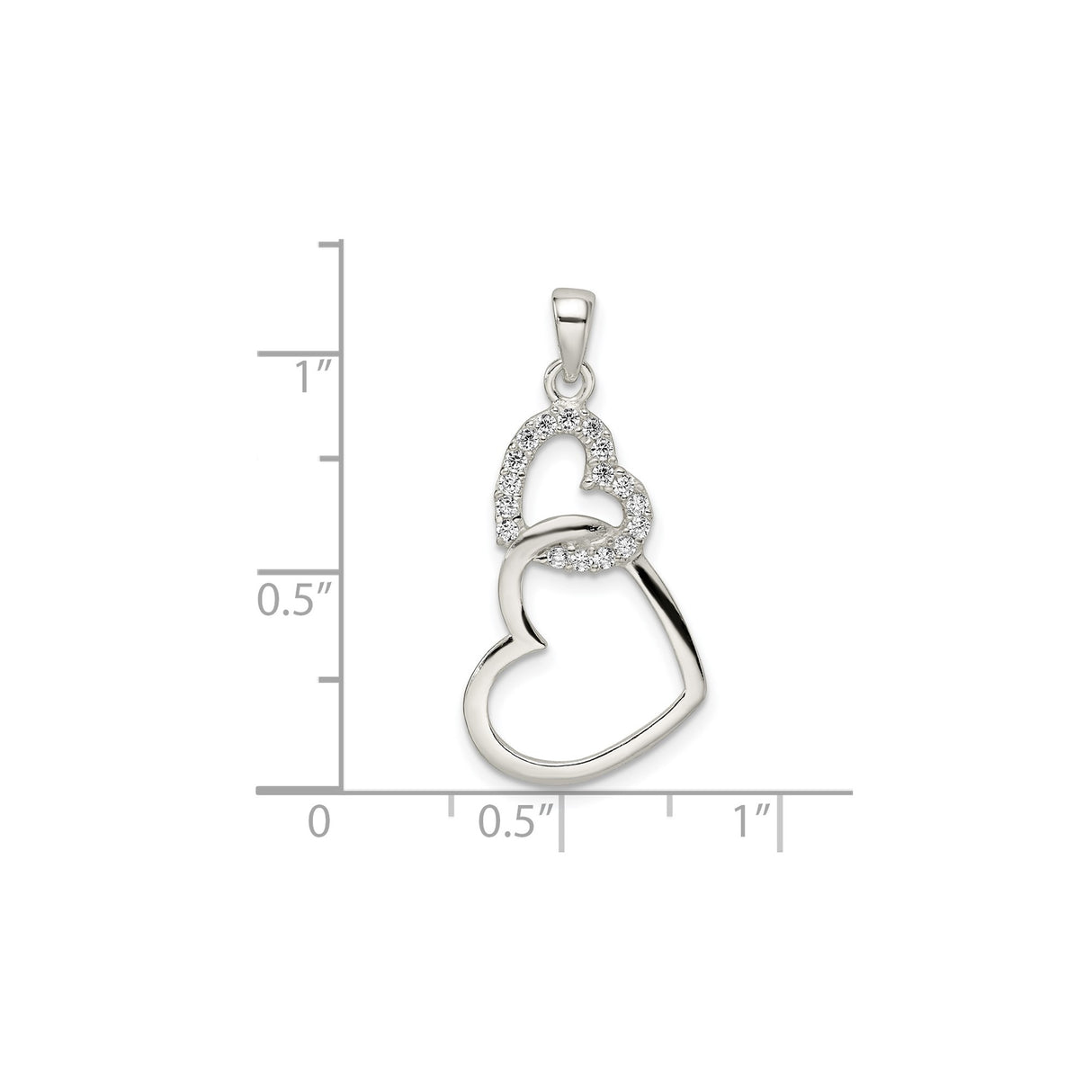 Sterling Silver Pendant with Interlocking Hearts and Cubic Zirconia Accents