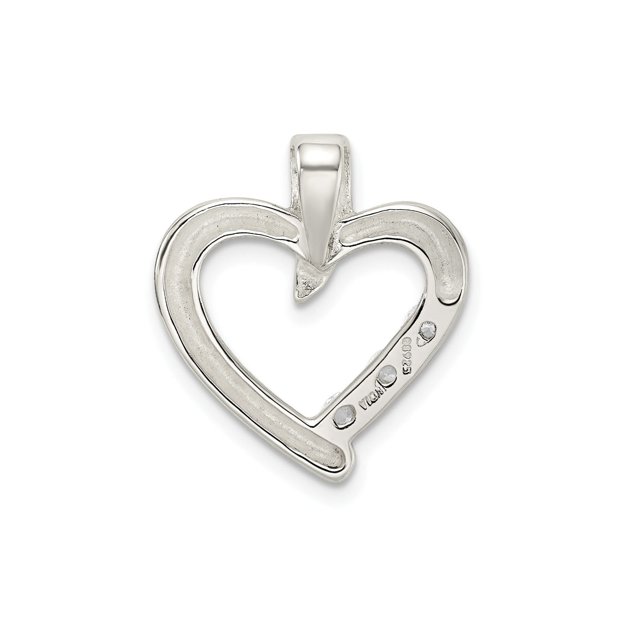 Sterling Silver Heart Pendant with Cubic Zirconia, Open Design Romantic Charm for Women