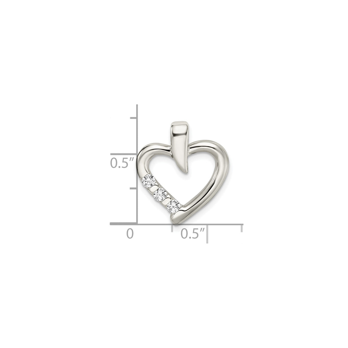 Sterling Silver Heart Pendant with Cubic Zirconia, Open Design Romantic Charm for Women