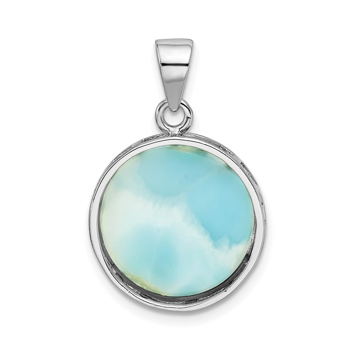 Sterling Silver Palm Tree Pendant with Larimar Inlay, Tropical Beach Scene Jewelry