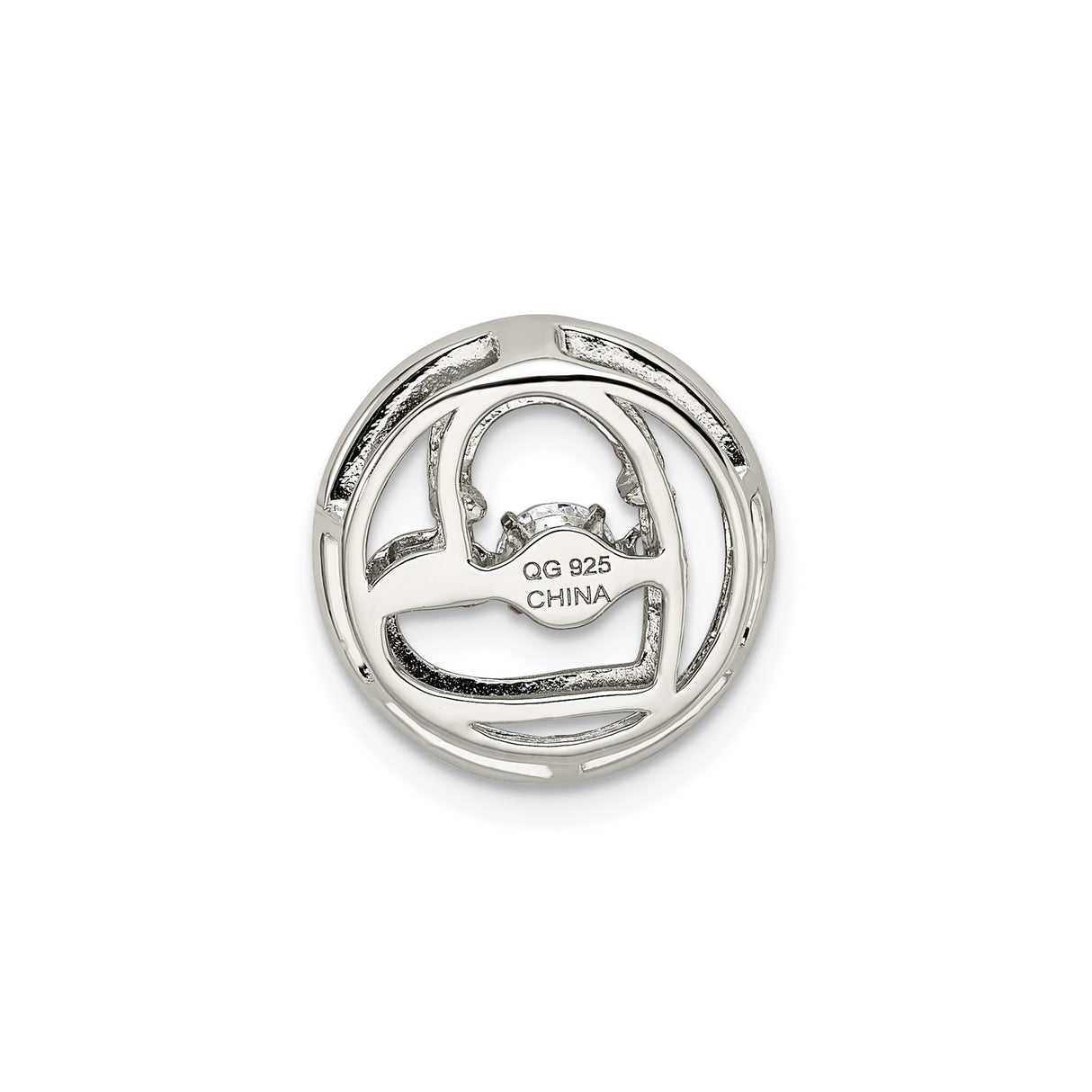 Sterling Silver Heart Pendant with Cubic Zirconia, Rose Gold Plated, Twisted Rope Design