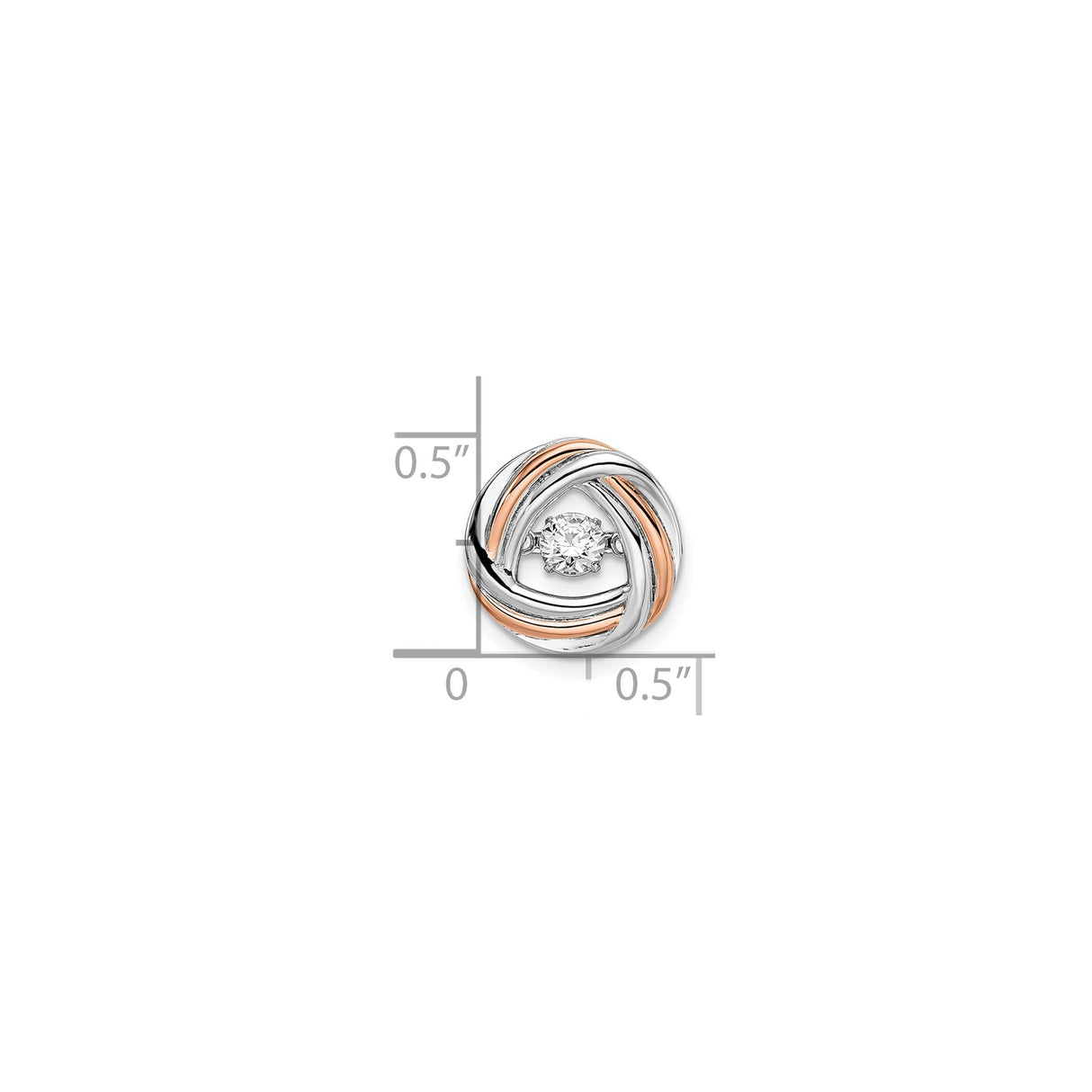 Sterling Silver Pendant with Cubic Zirconia, Rose Gold Trinity Knot Celtic Design