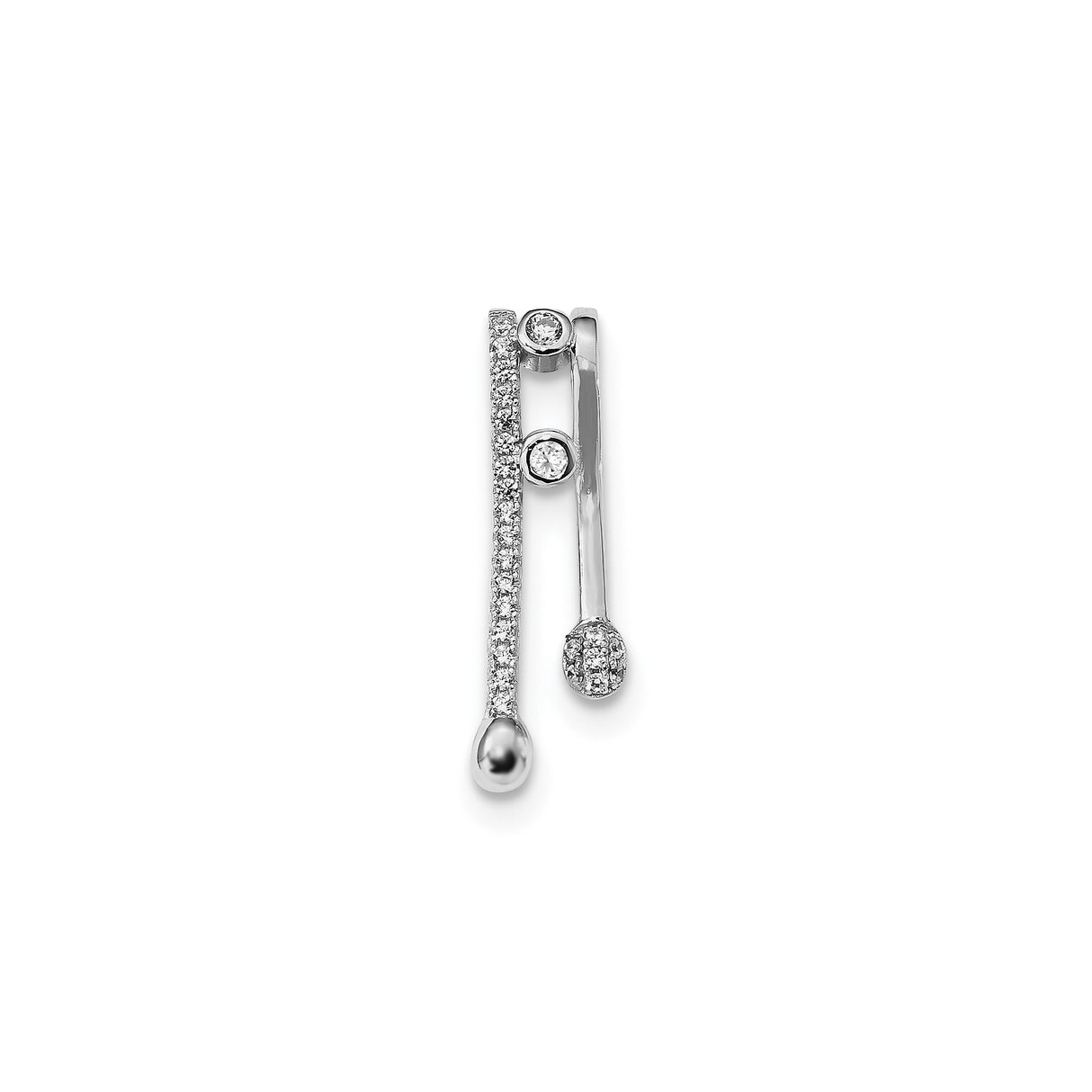 Sterling Silver Bar Pendant with Cubic Zirconia, Vertical Linear Minimalist Design
