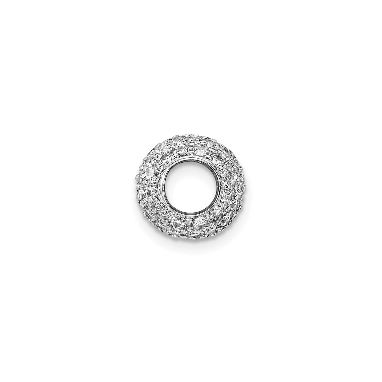 Sterling Silver Charm Bead with Cubic Zirconia Pavé, Classic Style for Womens Bracelet