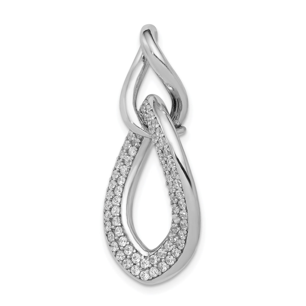 Sterling Silver Ichthys Pendant with Cubic Zirconia and Intertwined Loops Design