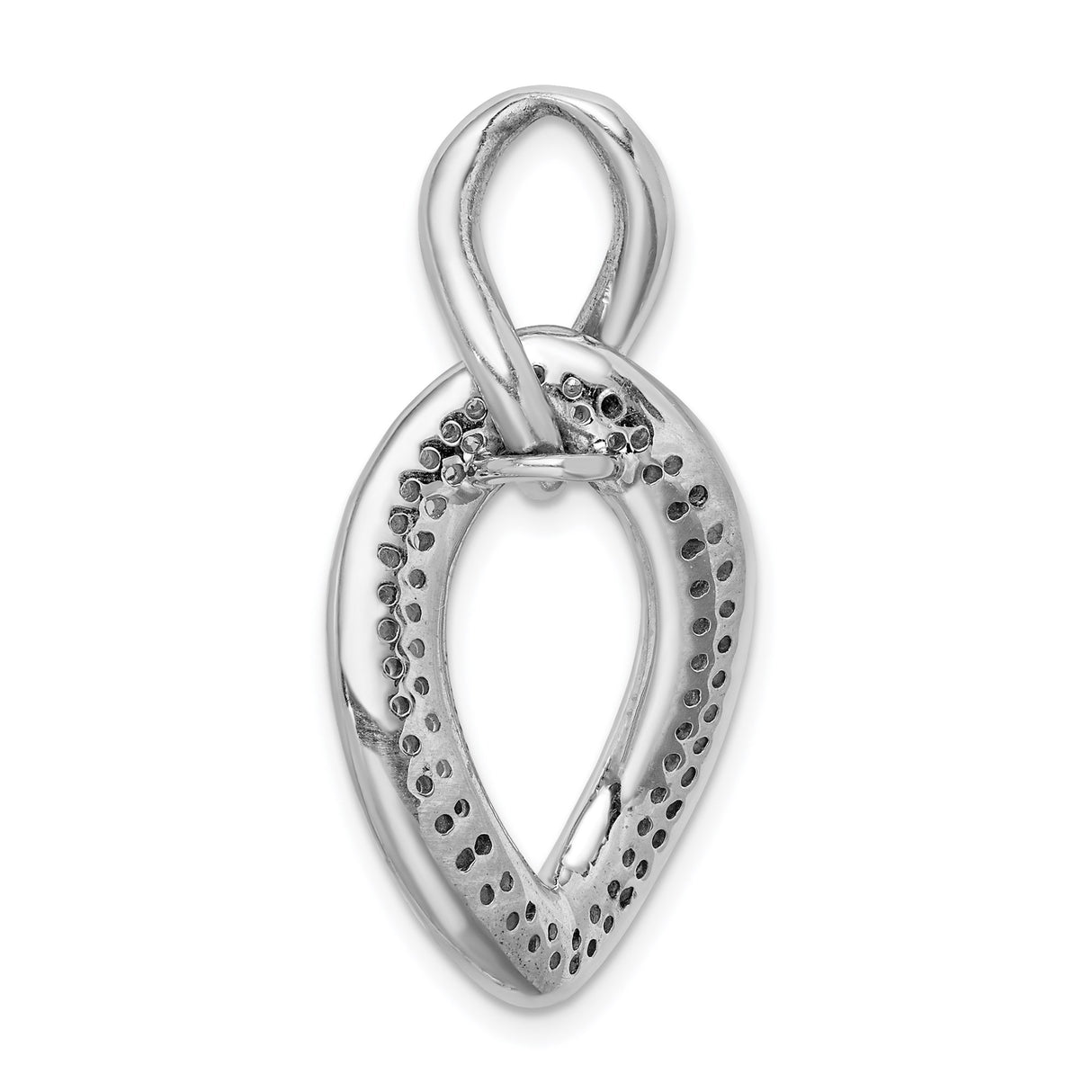 Sterling Silver Ichthys Pendant with Cubic Zirconia and Intertwined Loops Design