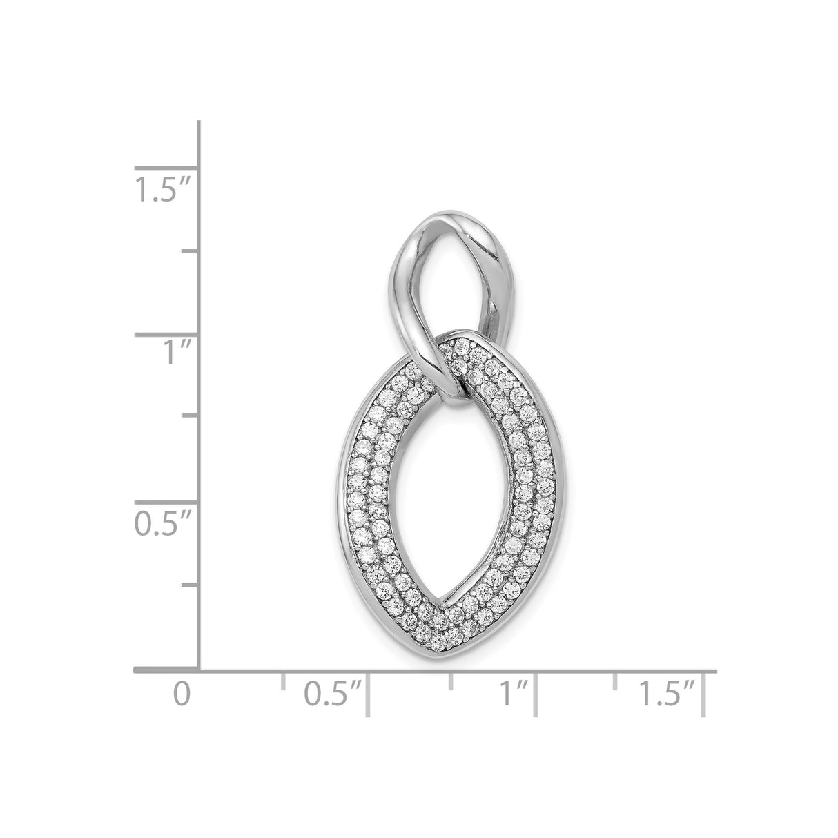 Sterling Silver Ichthys Pendant with Cubic Zirconia and Intertwined Loops Design