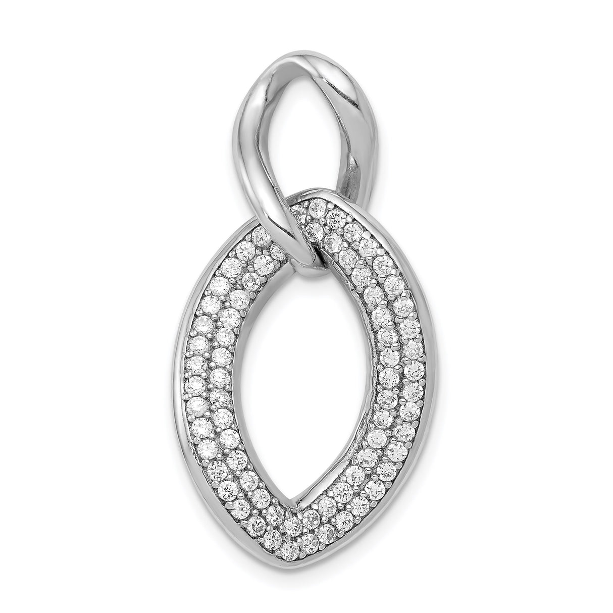 Sterling Silver Ichthys Pendant with Cubic Zirconia and Intertwined Loops Design