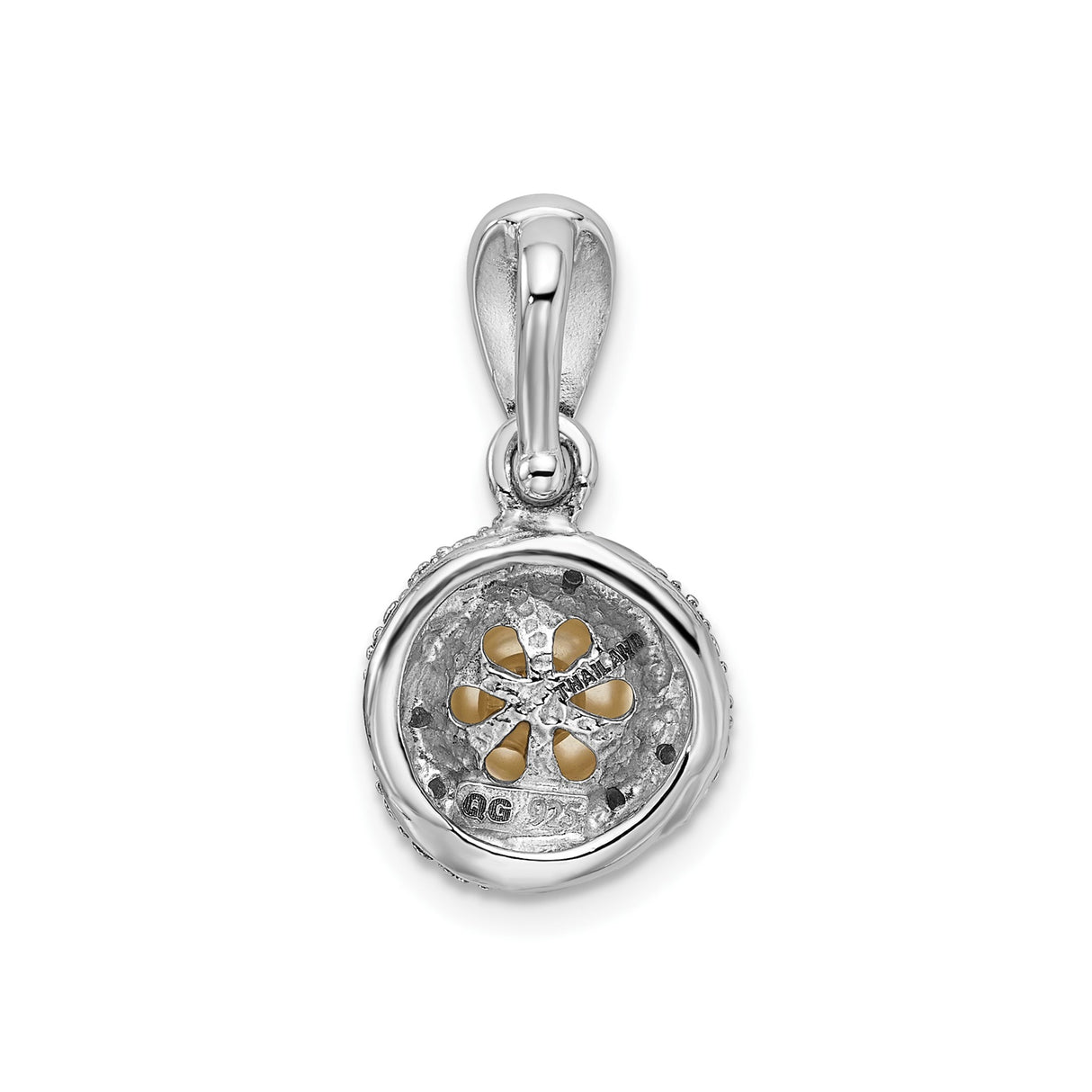 Sterling Silver Pearl Pendant with Twisted Diamonds Design for Women