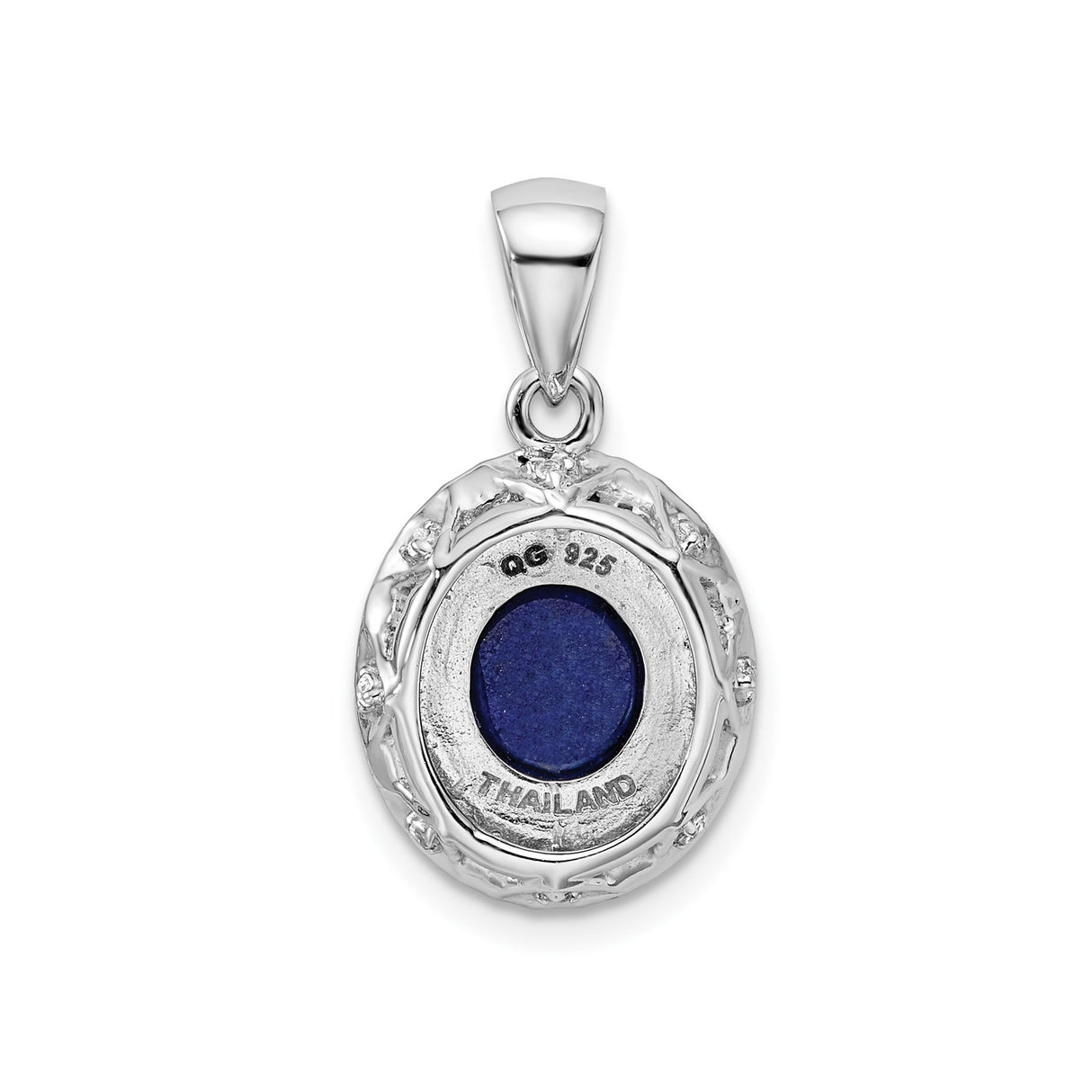 Sterling Silver Oval Pendant with Lapis Lazuli and Cubic Zirconia, Boho Spiritual Design