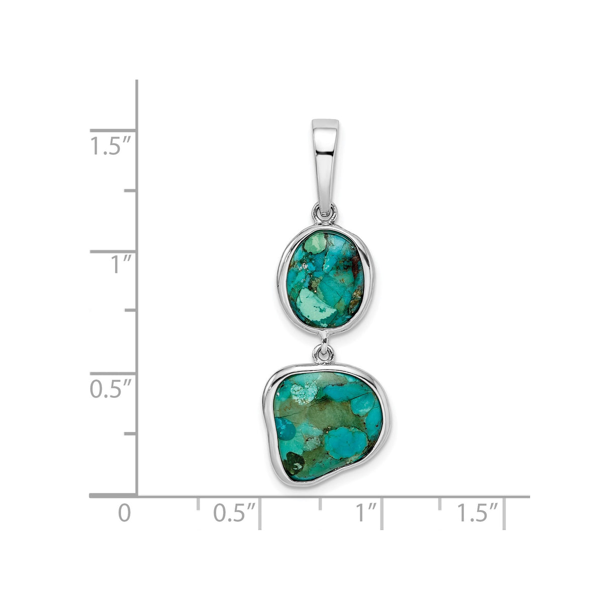 Sterling Silver Pendant with Synthetic Turquoise, Asymmetrical Bezel, Bohemian Southwestern Style