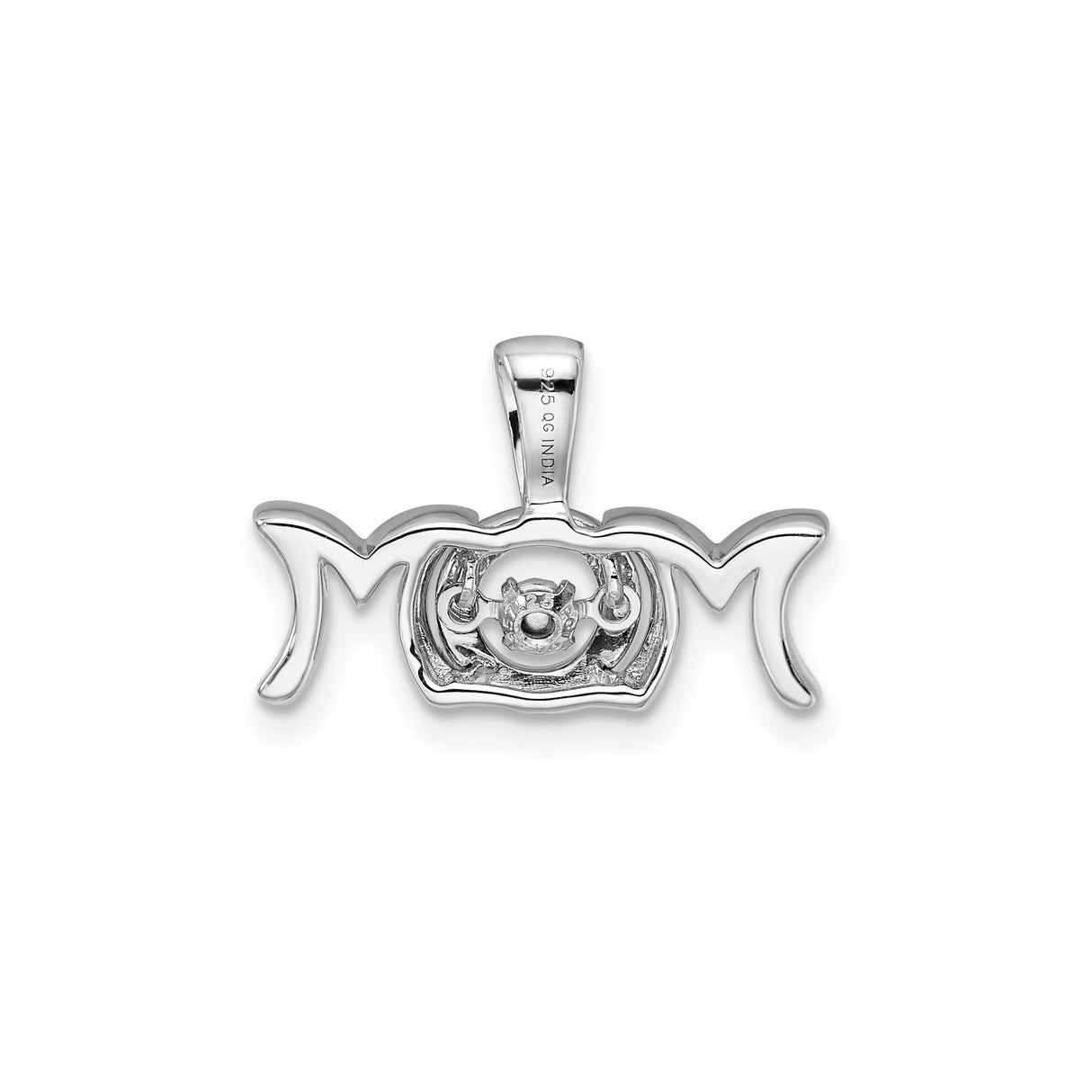 Sterling Silver Mom Pendant with Diamond, Heart Design, Sentimental Jewelry for Women