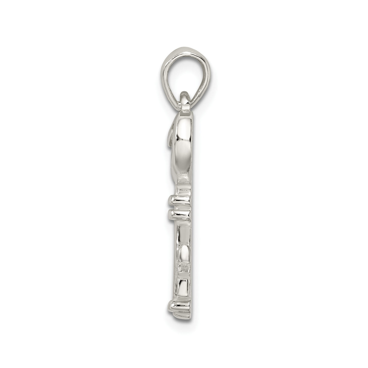 Sterling Silver Heart Key Pendant with Ornate Heart Design for Women