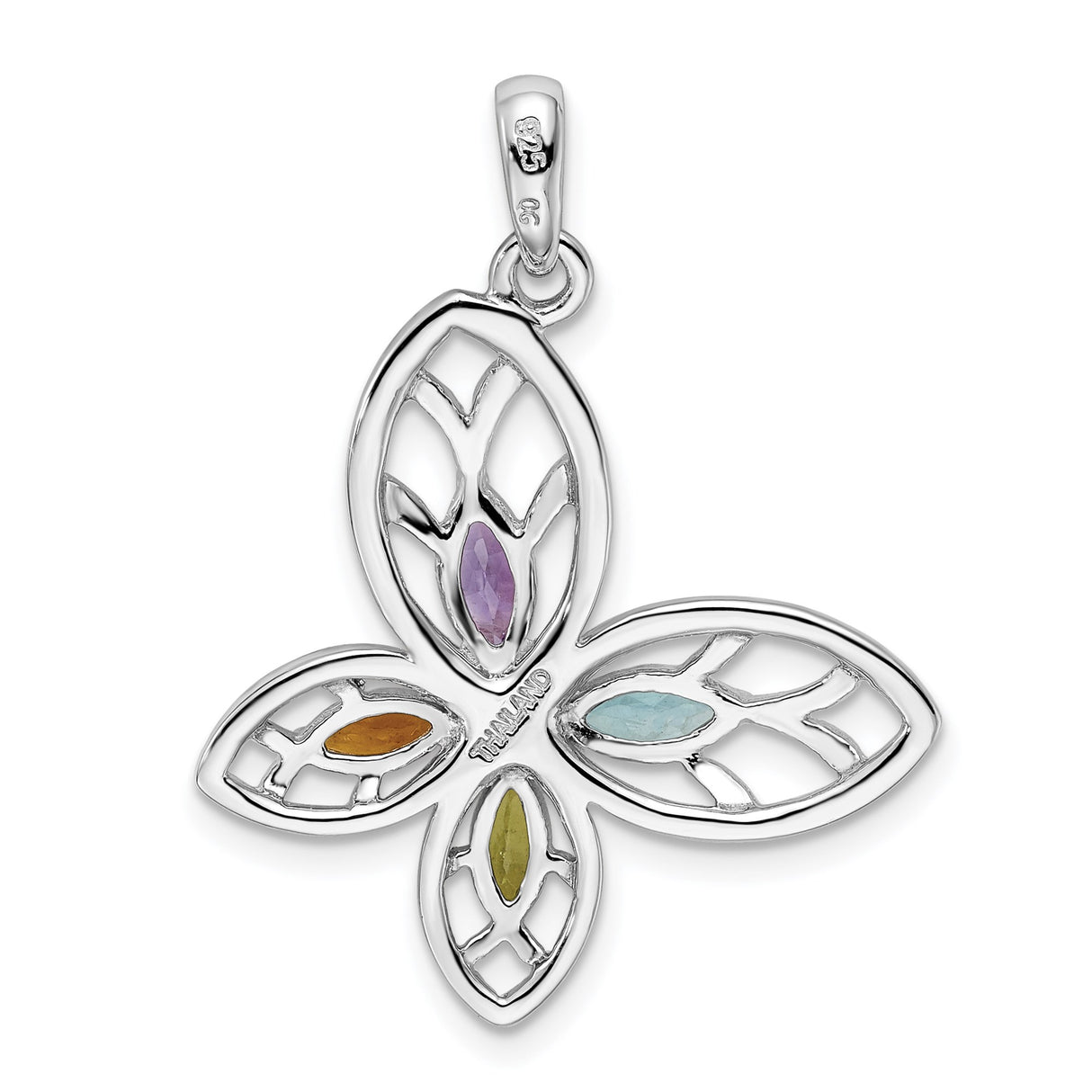 Sterling Silver Floral Pendant with Peridot and Swiss Blue Topaz, Nature Inspired Design