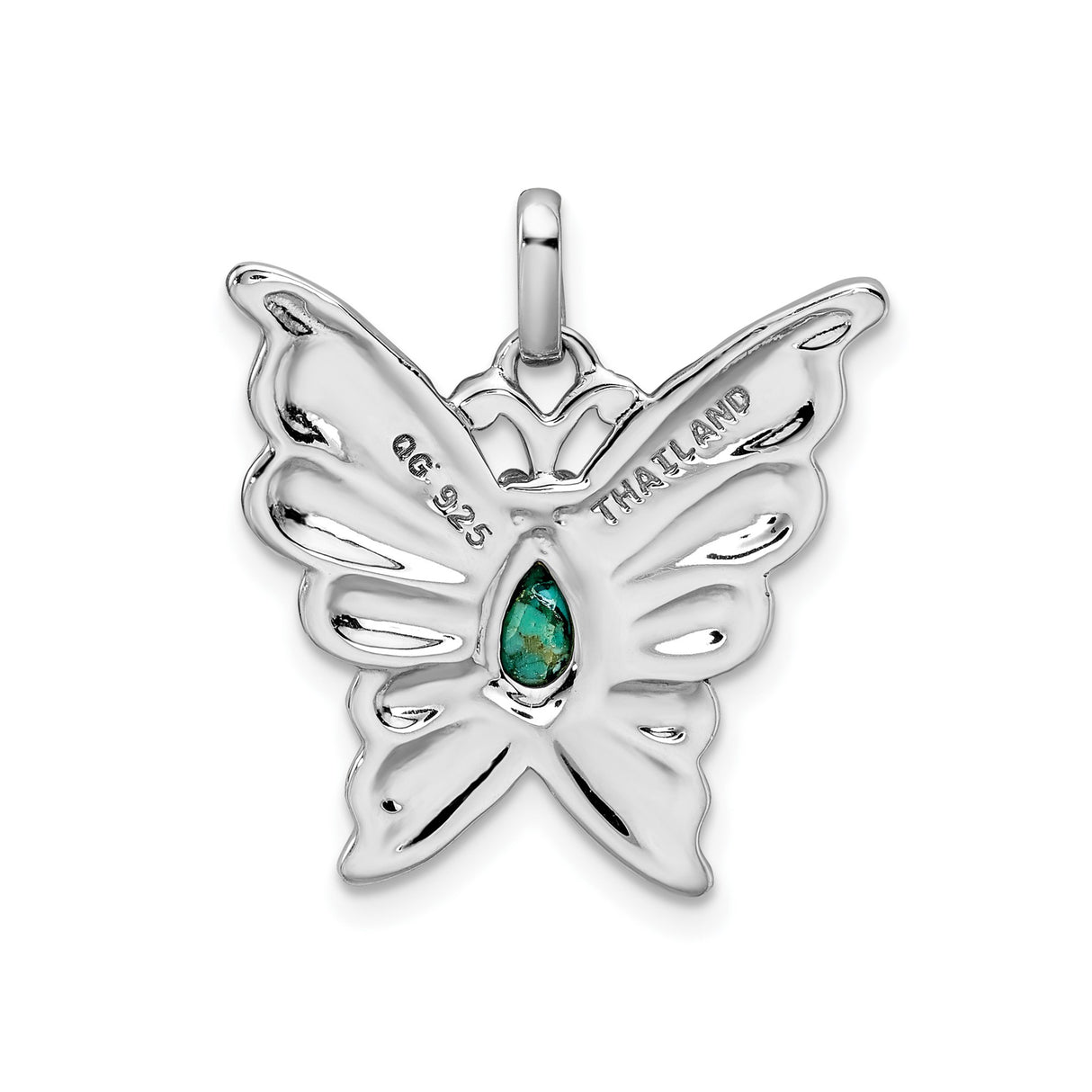 Sterling Silver Butterfly Pendant with Turquoise, Filigree Wings, Boho Nature-Inspired Design