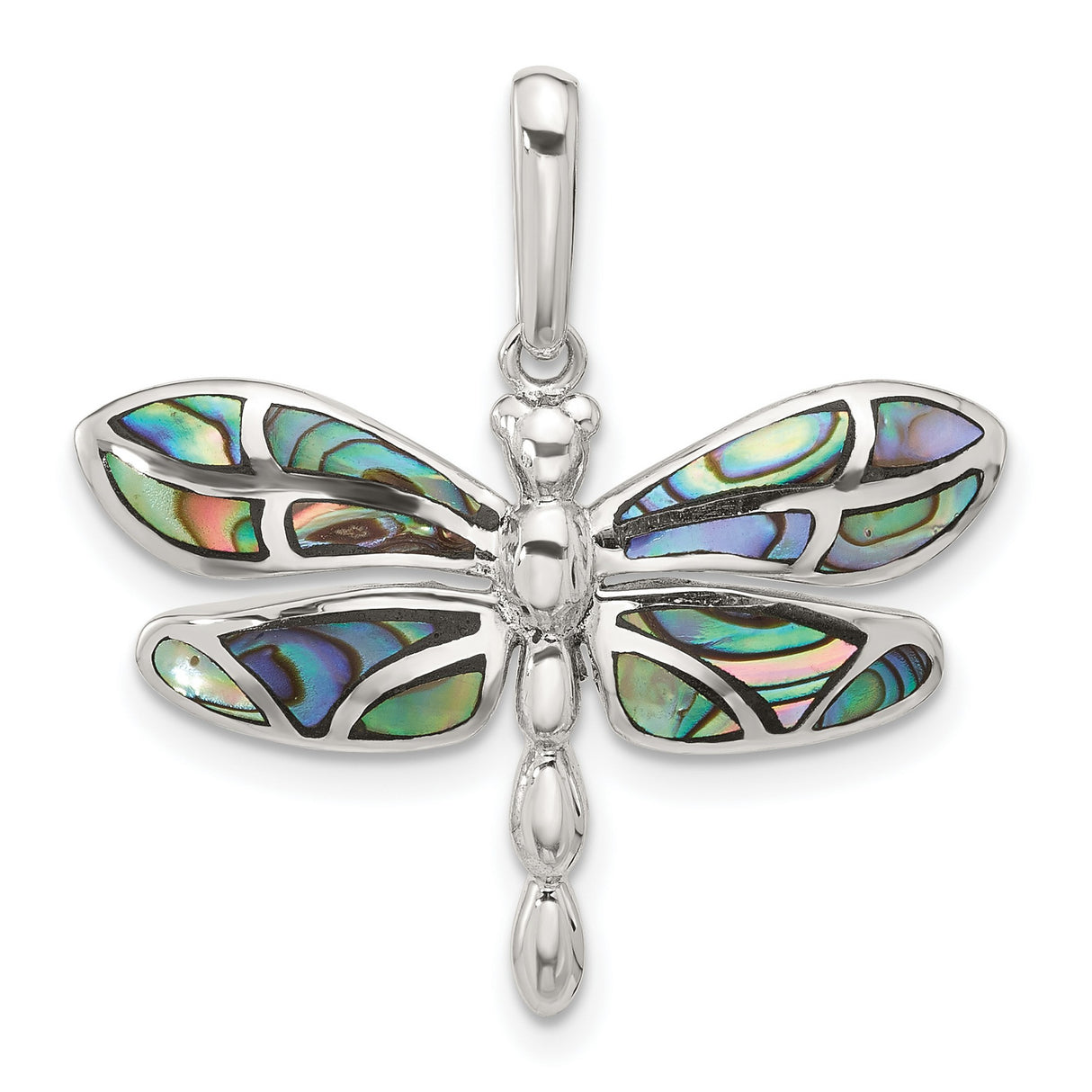 Sterling Silver Dragonfly Pendant with Abalone Inlay, Nature Inspired Jewelry for Women