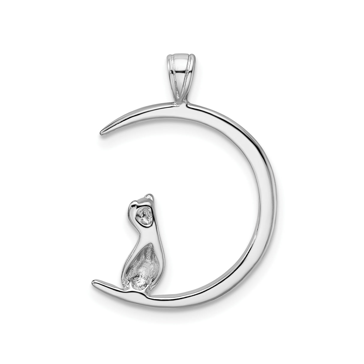 Sterling Silver Cat and Crescent Moon Pendant, Celestial Feline Symbol Jewelry for Women
