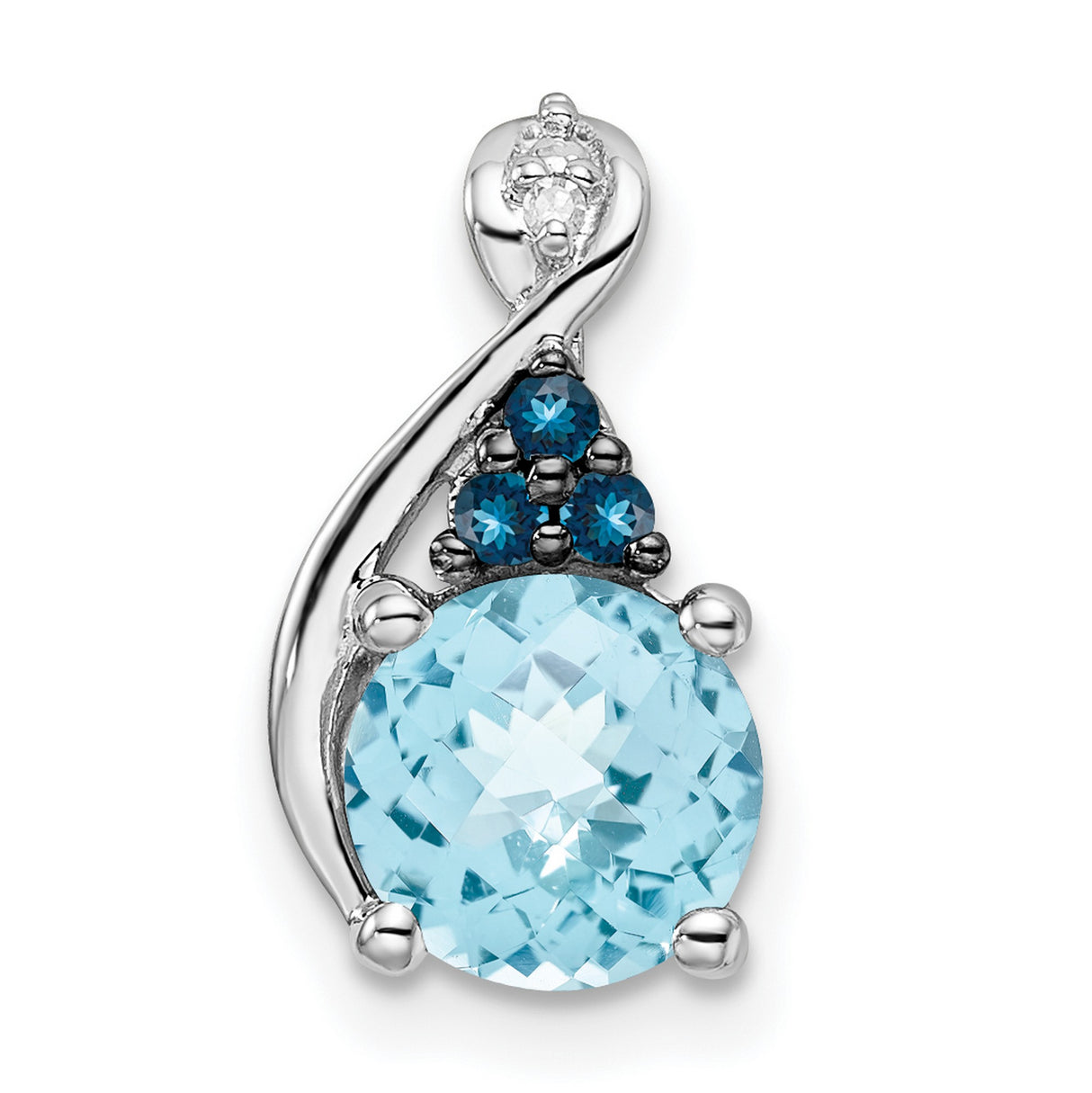 Sterling Silver Swirl Pendant with Sky Blue Topaz and London Blue Accents, Tiered Design for Women