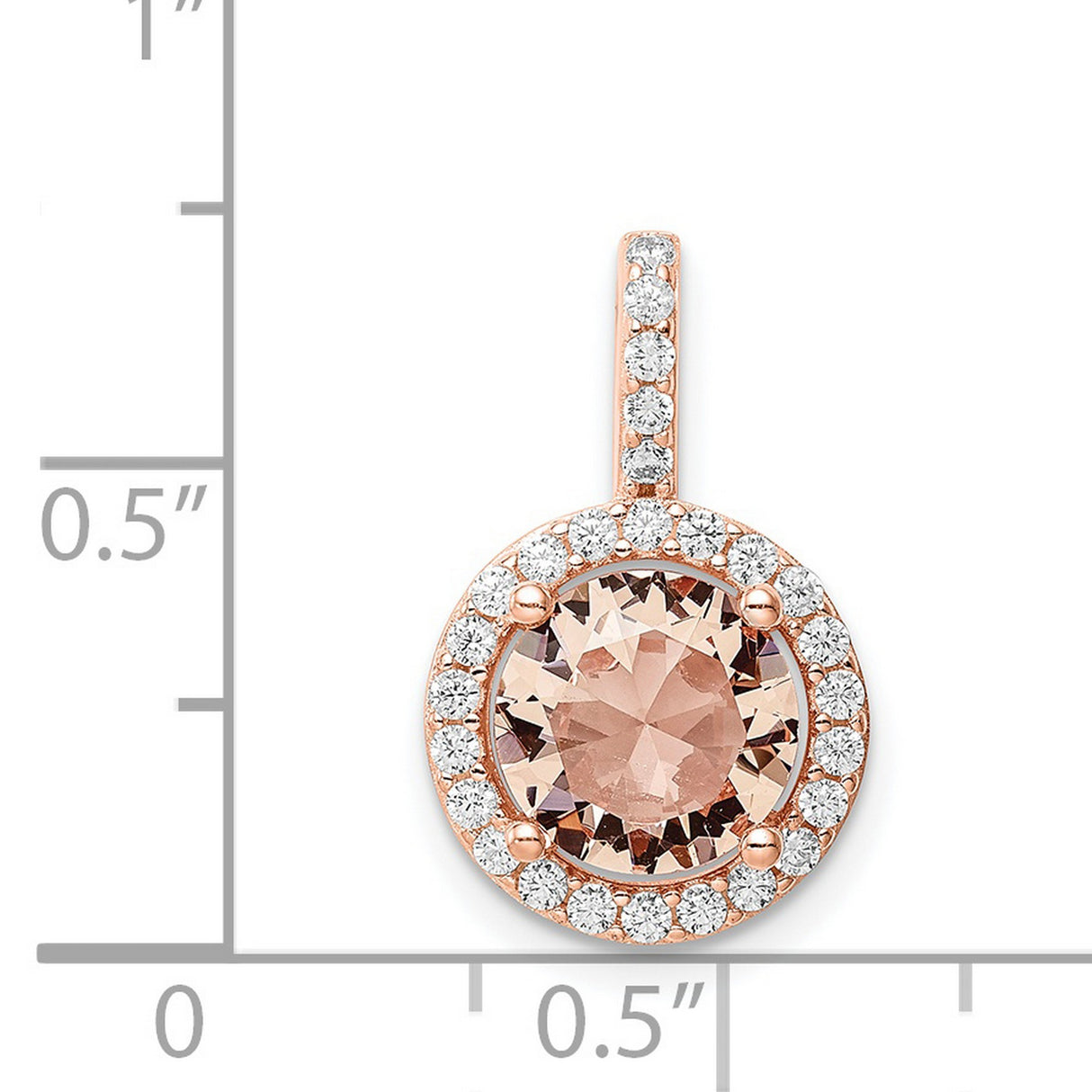 Sterling Silver Rose Gold Plated Pendant with Pink Cubic Zirconia and Halo Design