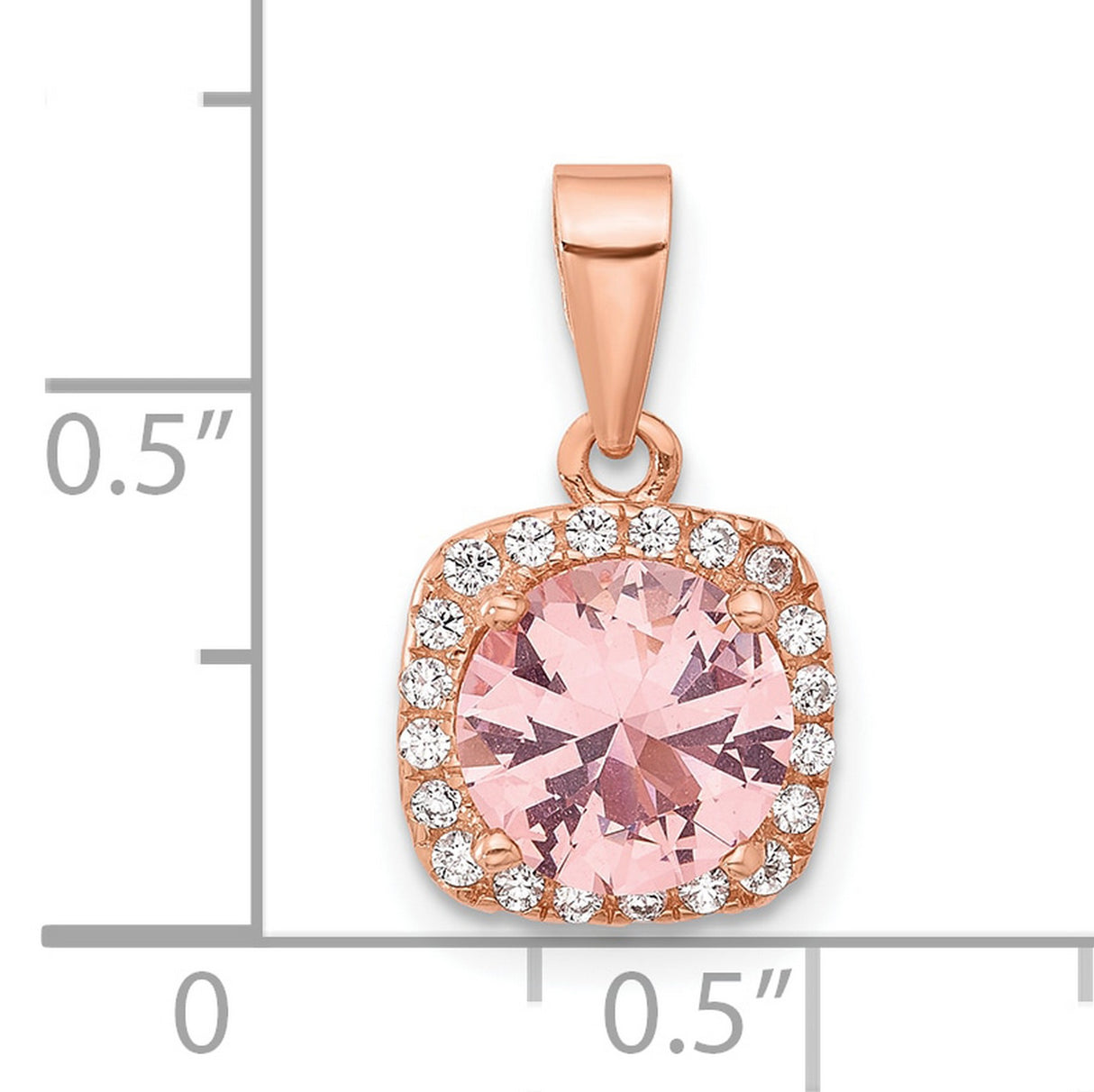 Sterling Silver Halo Pendant with Pink Cubic Zirconia Center and Clear Accents for Women