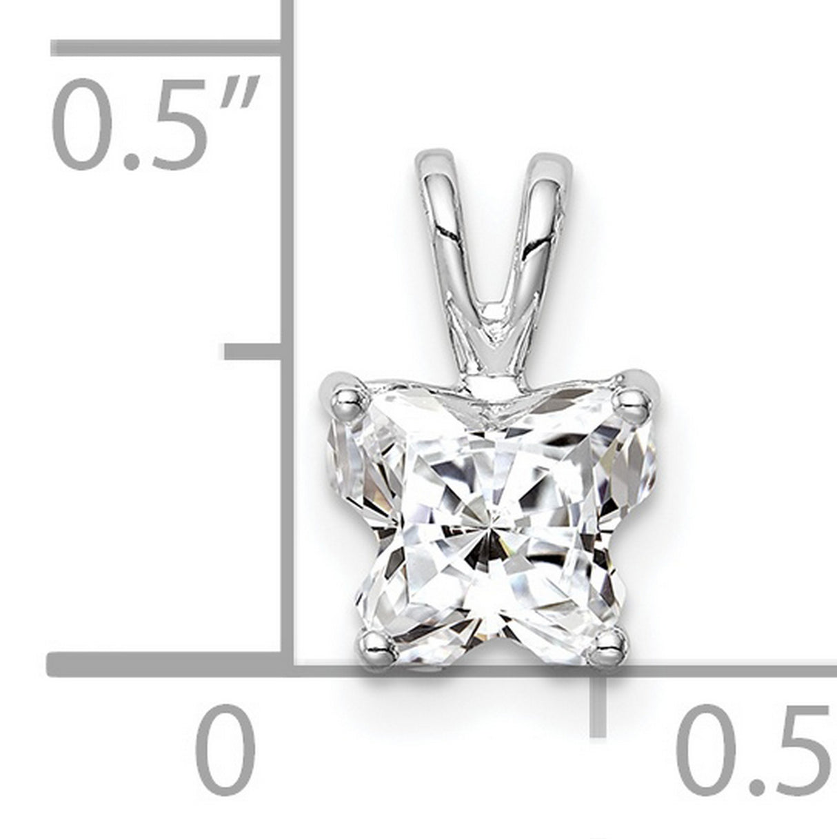 Sterling Silver Floral Pendant with Cushion Cut Cubic Zirconia Solitaire