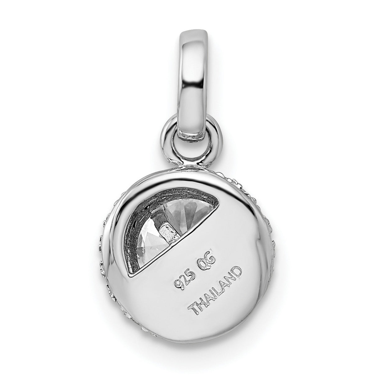 Sterling Silver Pendant with Cubic Zirconia Center, Twist Halo Design for Women