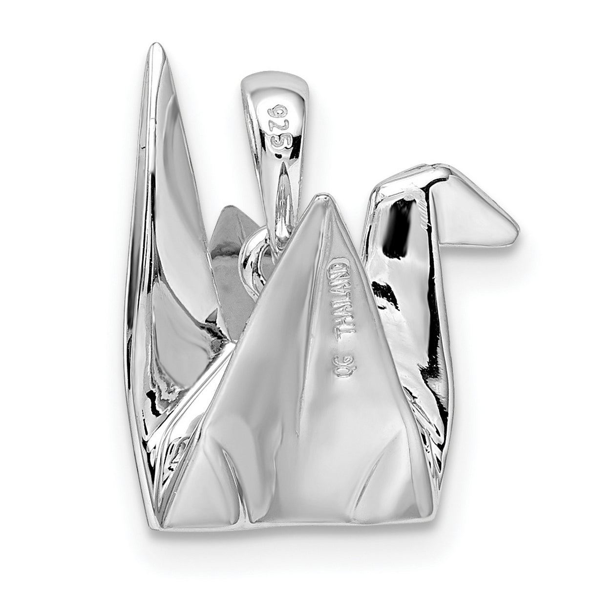 Sterling Silver Crane Pendant, Origami Bird Symbol of Peace and Hope for Men and Women