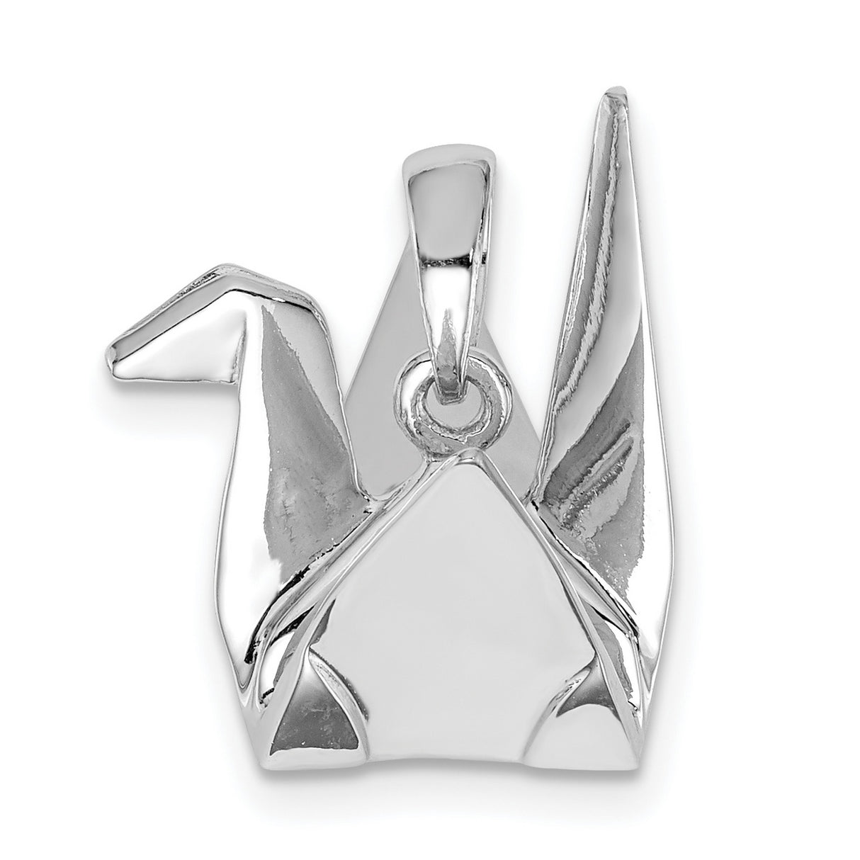 Sterling Silver Crane Pendant, Origami Bird Symbol of Peace and Hope for Men and Women