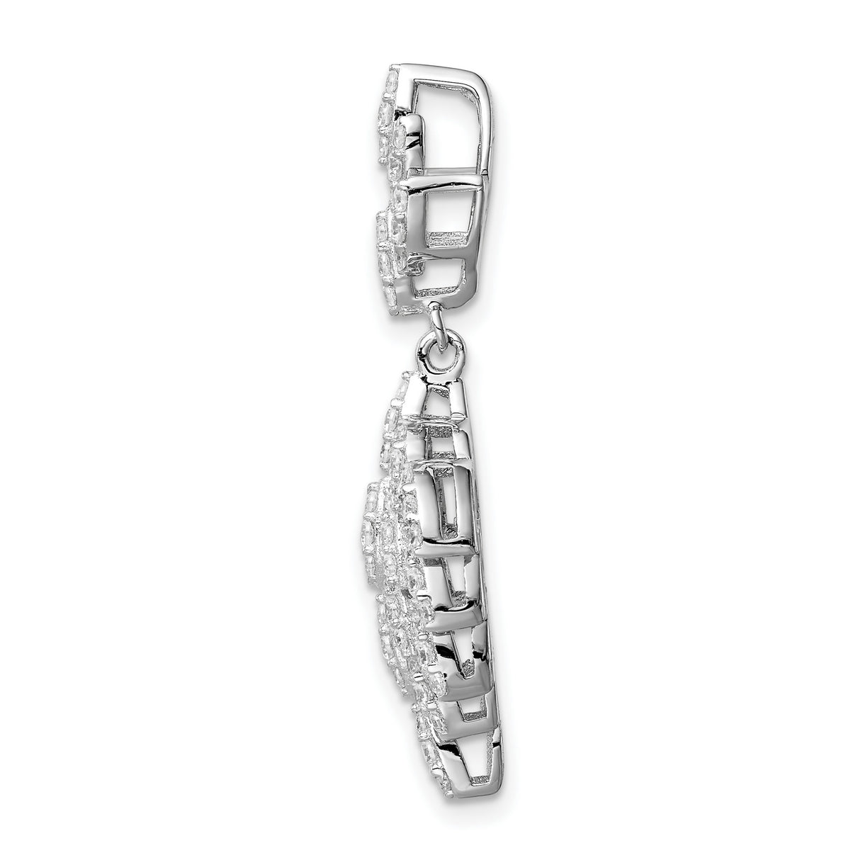 Sterling Silver Leaf Dangle Earrings with Cascading Cubic Zirconia, Nature-Inspired Drop Design