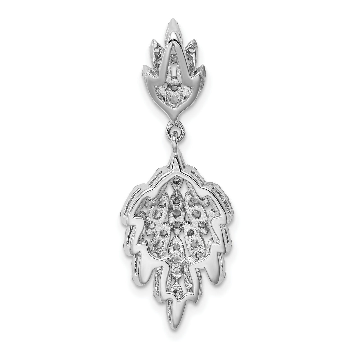 Sterling Silver Leaf Dangle Earrings with Cascading Cubic Zirconia, Nature-Inspired Drop Design