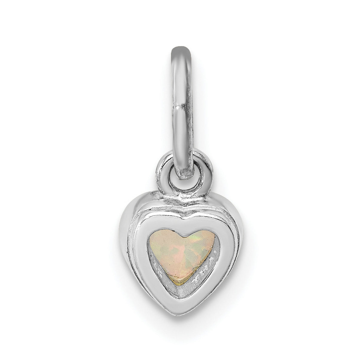 Sterling Silver Heart Pendant with Lab Created Opal Inlay, Polished Finish